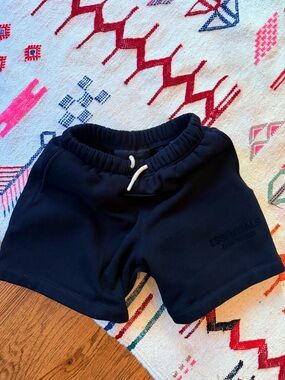 Essentials Black Embossed Logo Shorts